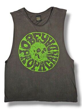 Obey Dark Gray Skull Graphic Muscle Tank Sleeveless Tee Skater Streetwear Small